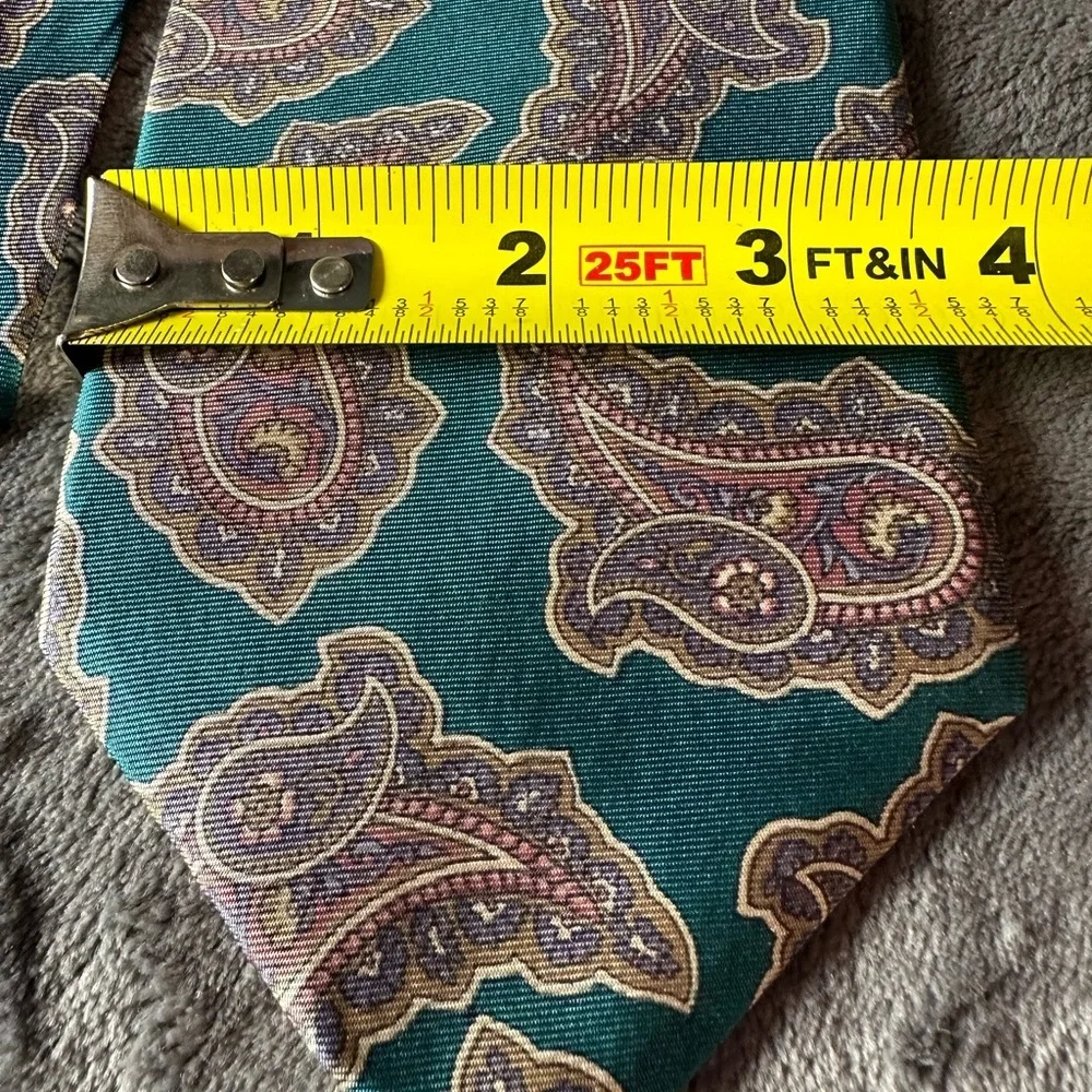 Geoffrey Beene men’s‎ silk paisley teal green tie